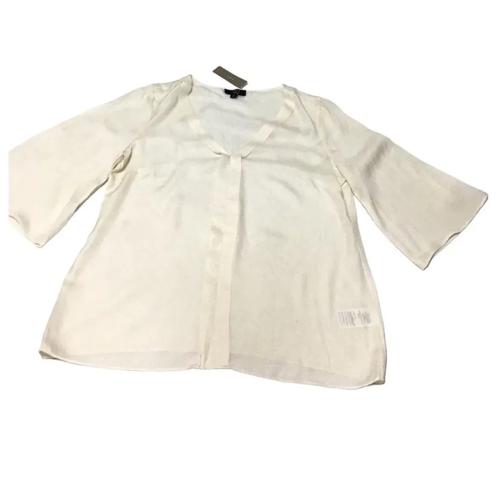 J. Crew 365 Silk Flutter Sleeve V Neck Blouse New Size XS